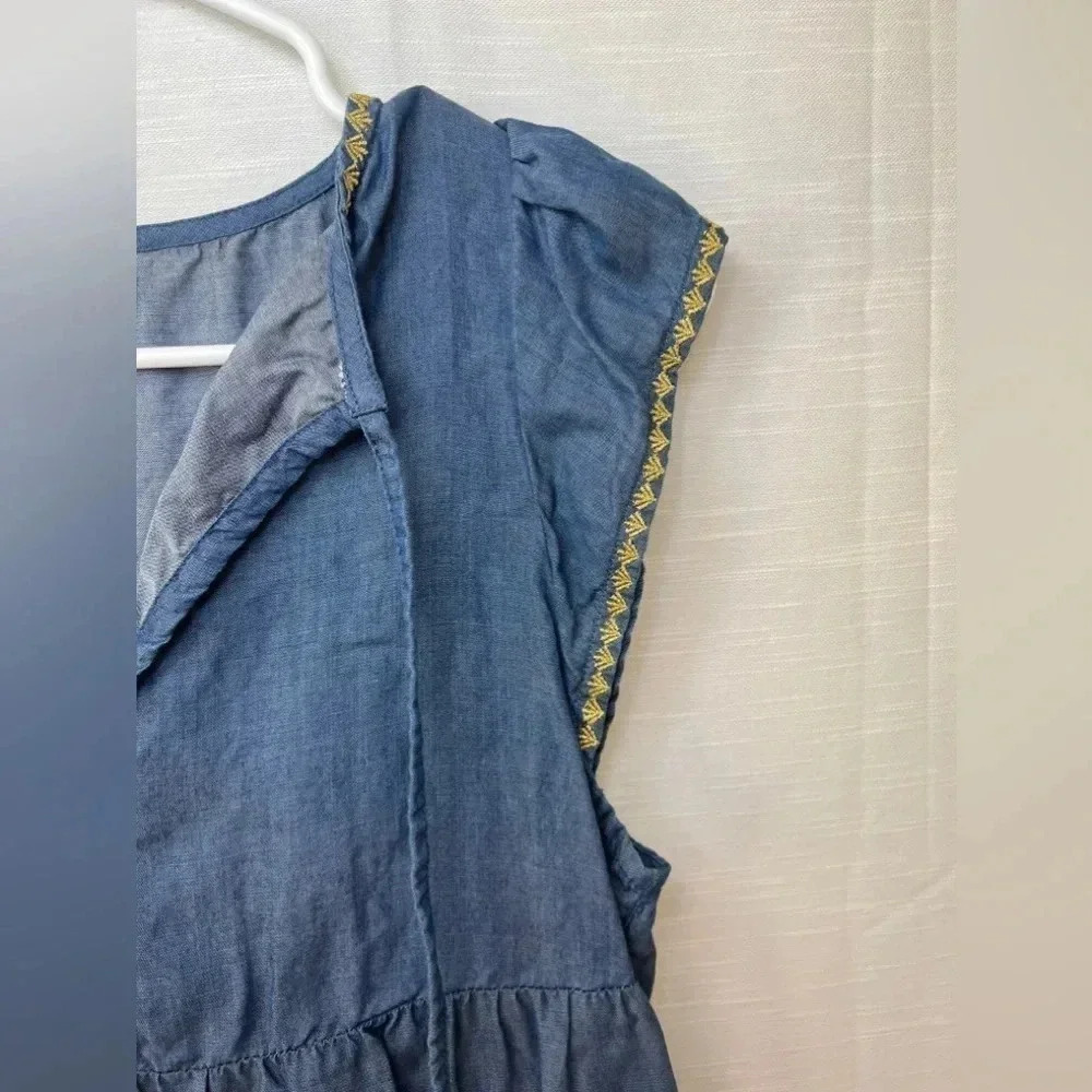 Tommy Bahama Women's Blue Boho Embroidered Tassel Tiered Tencel Dress - Picture 7 of 8
